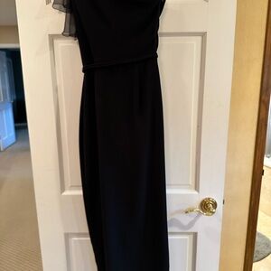 MaxMara One Shoulder Black gown with chiffon flutter on one shoulder size 4